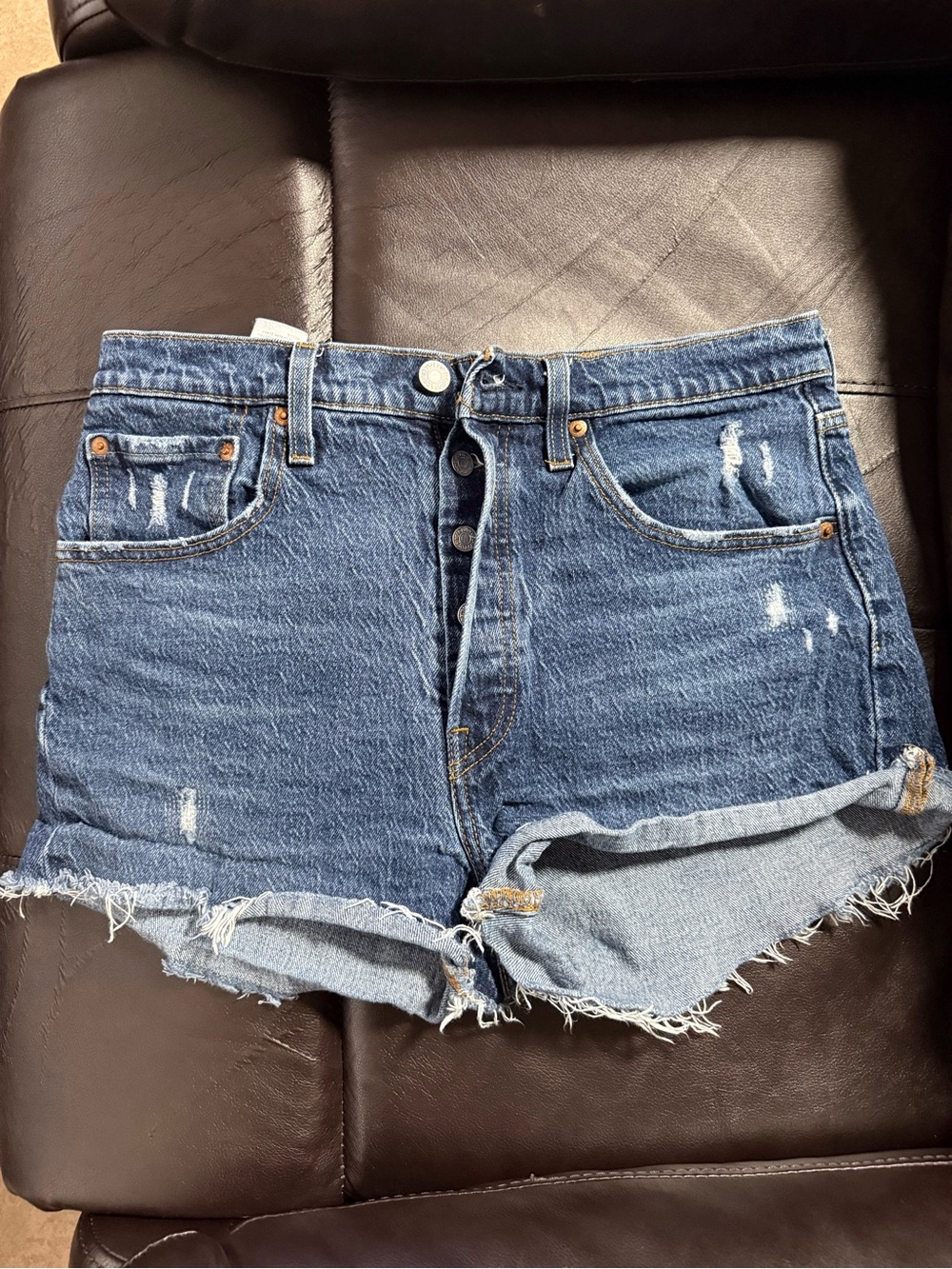 Levi's Distressed Denim Shorts - Blue
